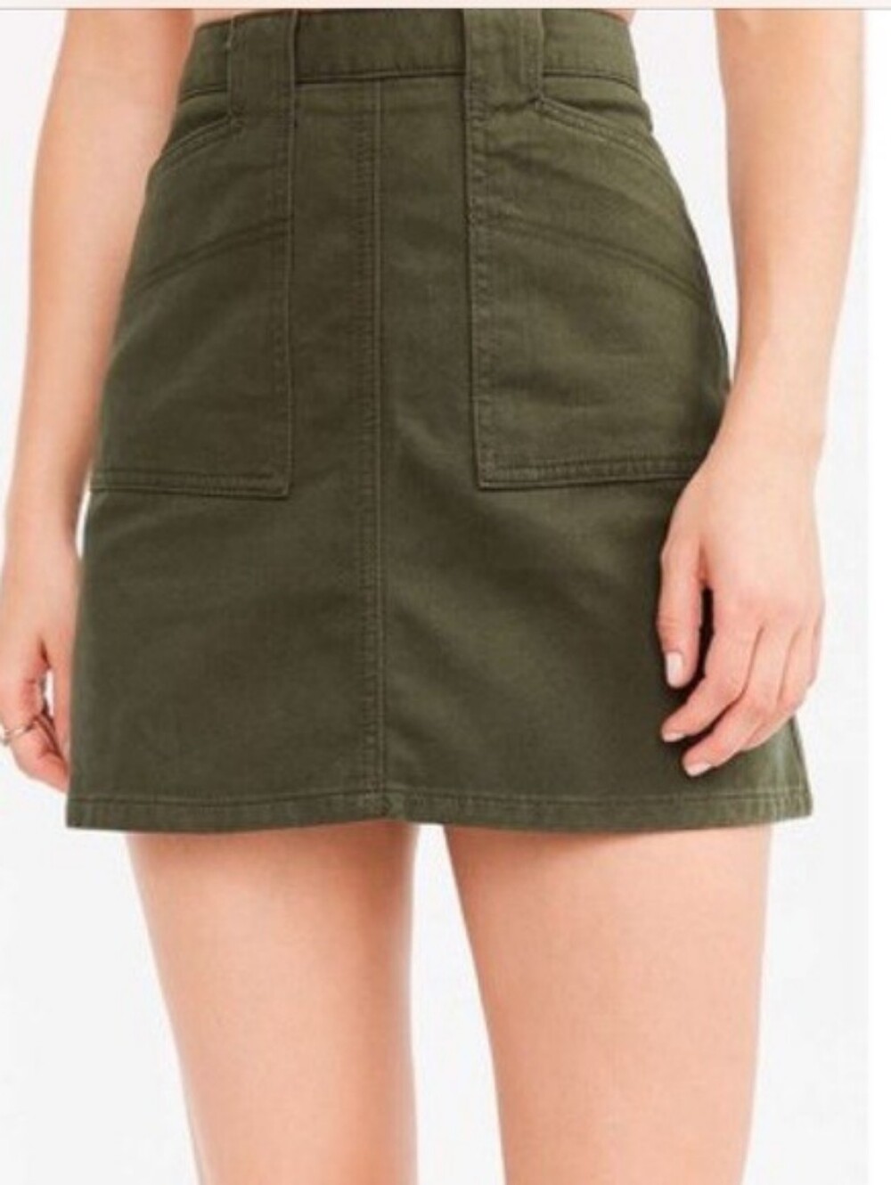 Urban Outfitters BDG Olive Green Denim Utility Mini Skirt Size XS